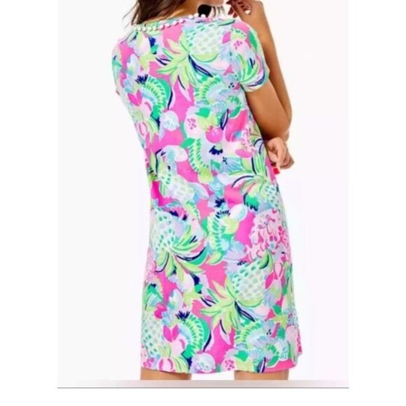 Lilly Pulitzer Etta V-Neck Multi Raise The Bar Pom Pom Shift Dress Size small Pi - Picture 8 of 9